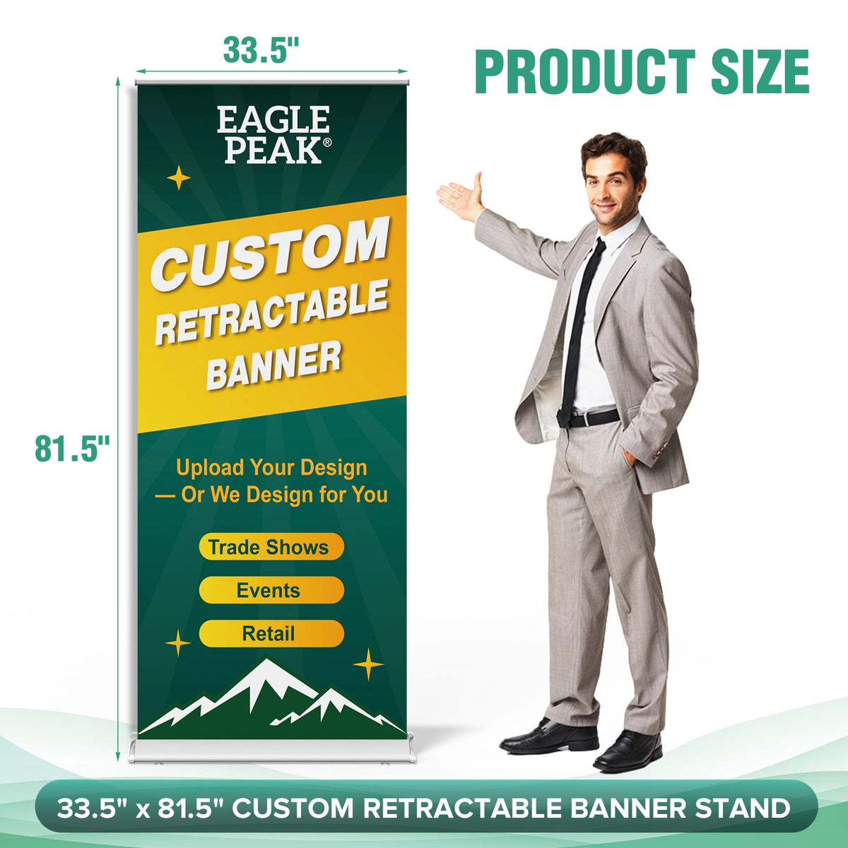 Custom Retractable Banner Stand with Your Business Logo - Eagle Peak®