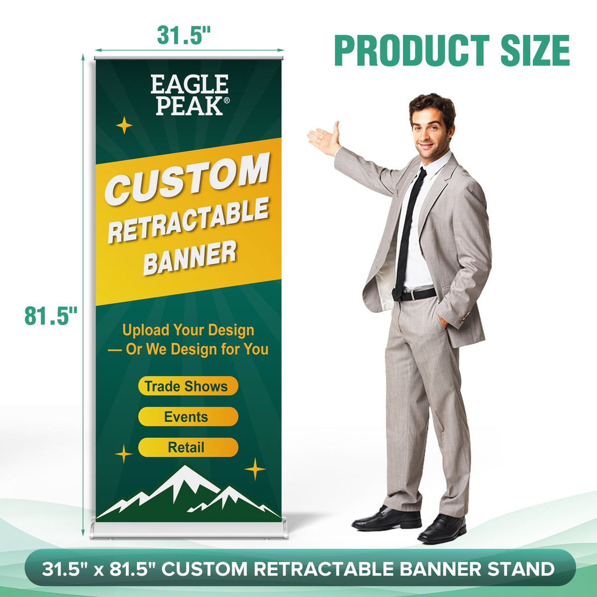 Custom Retractable Banner Stand with Your Business Logo - Eagle Peak®