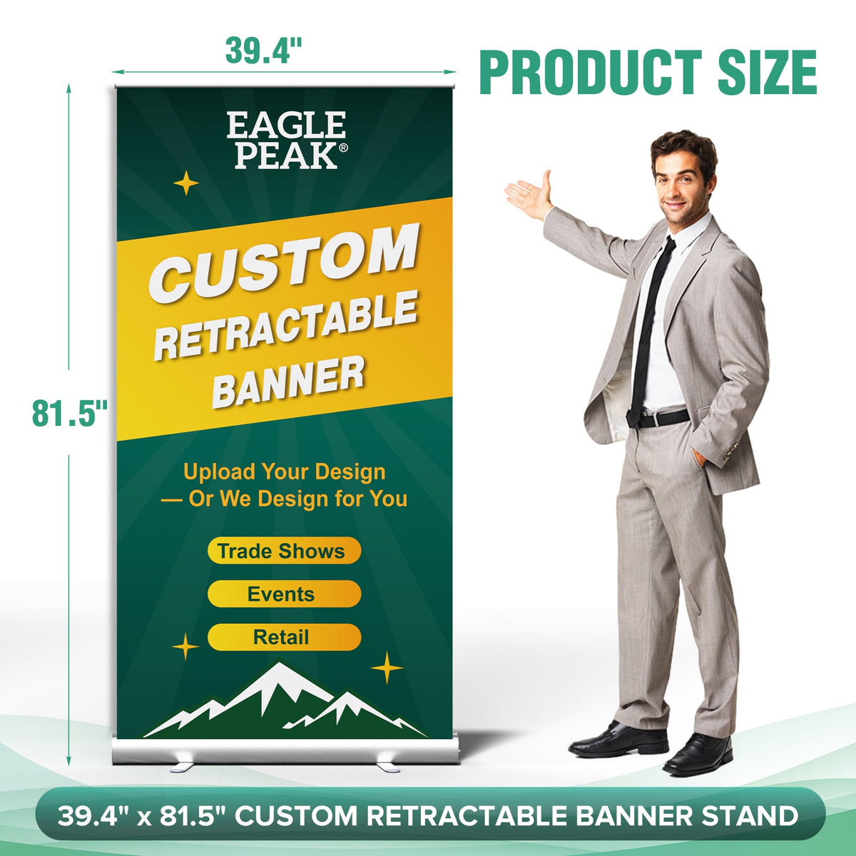 Custom Retractable Banner Stand with Your Business Logo - Eagle Peak®