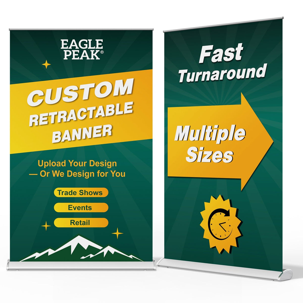 Custom Retractable Banner Stand with Your Business Logo - Eagle Peak®