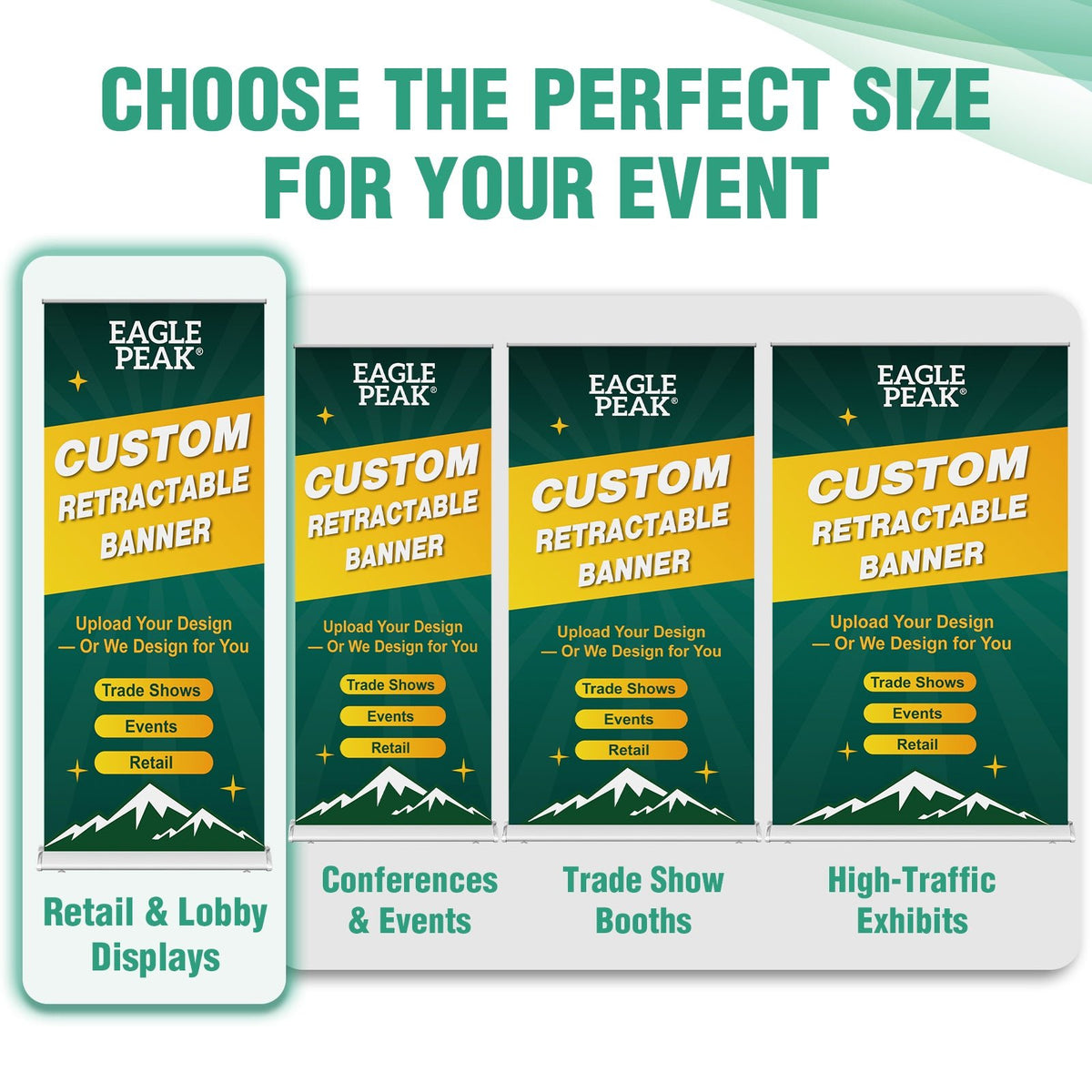 Custom Retractable Banner Stand with Your Business Logo - Eagle Peak®