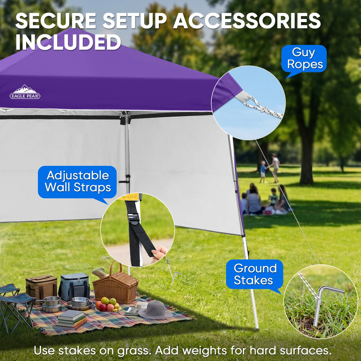 Day Tripper 8x8 Aluminum Super-Lightweight Slant Leg Pop Up Canopy with 3 Removable Walls - Eagle Peak®