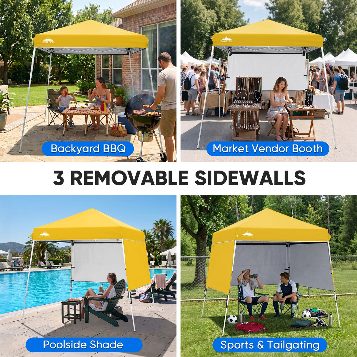 Day Tripper 8x8 Aluminum Super-Lightweight Slant Leg Pop Up Canopy with 3 Removable Walls - Eagle Peak®