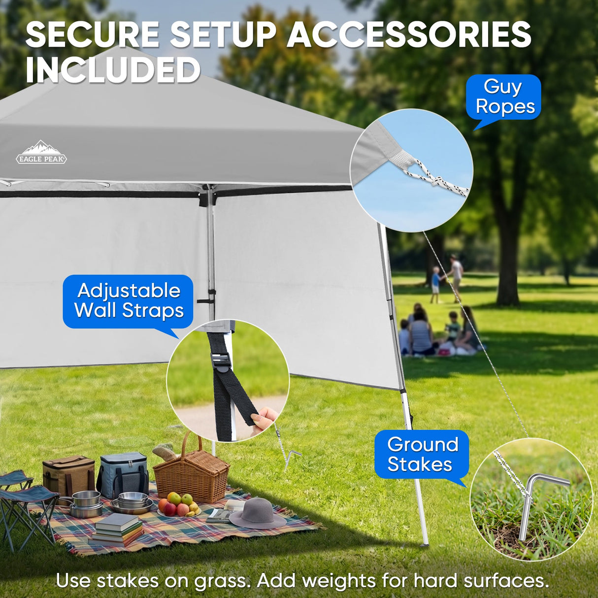 Day Tripper 8x8 Aluminum Super-Lightweight Slant Leg Pop Up Canopy with 3 Removable Walls - Eagle Peak®
