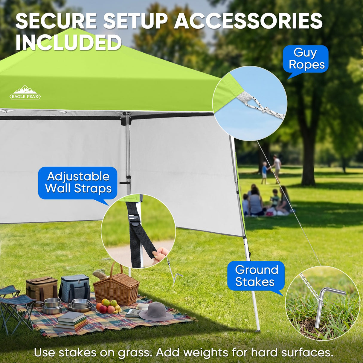 Day Tripper 8x8 Aluminum Super-Lightweight Slant Leg Pop Up Canopy with 3 Removable Walls - Eagle Peak®