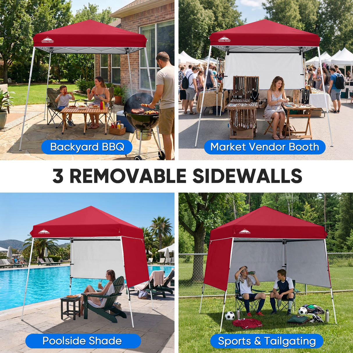 Day Tripper 8x8 Aluminum Super-Lightweight Slant Leg Pop Up Canopy with 3 Removable Walls - Eagle Peak®