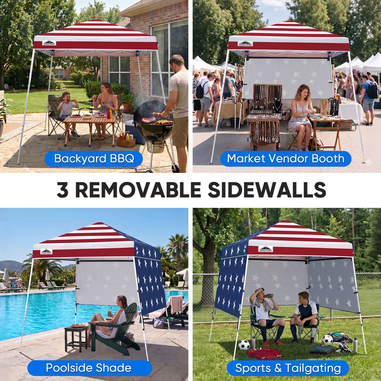 Day Tripper 8x8 Aluminum Super-Lightweight Slant Leg Pop Up Canopy with 3 Removable Walls - Eagle Peak®