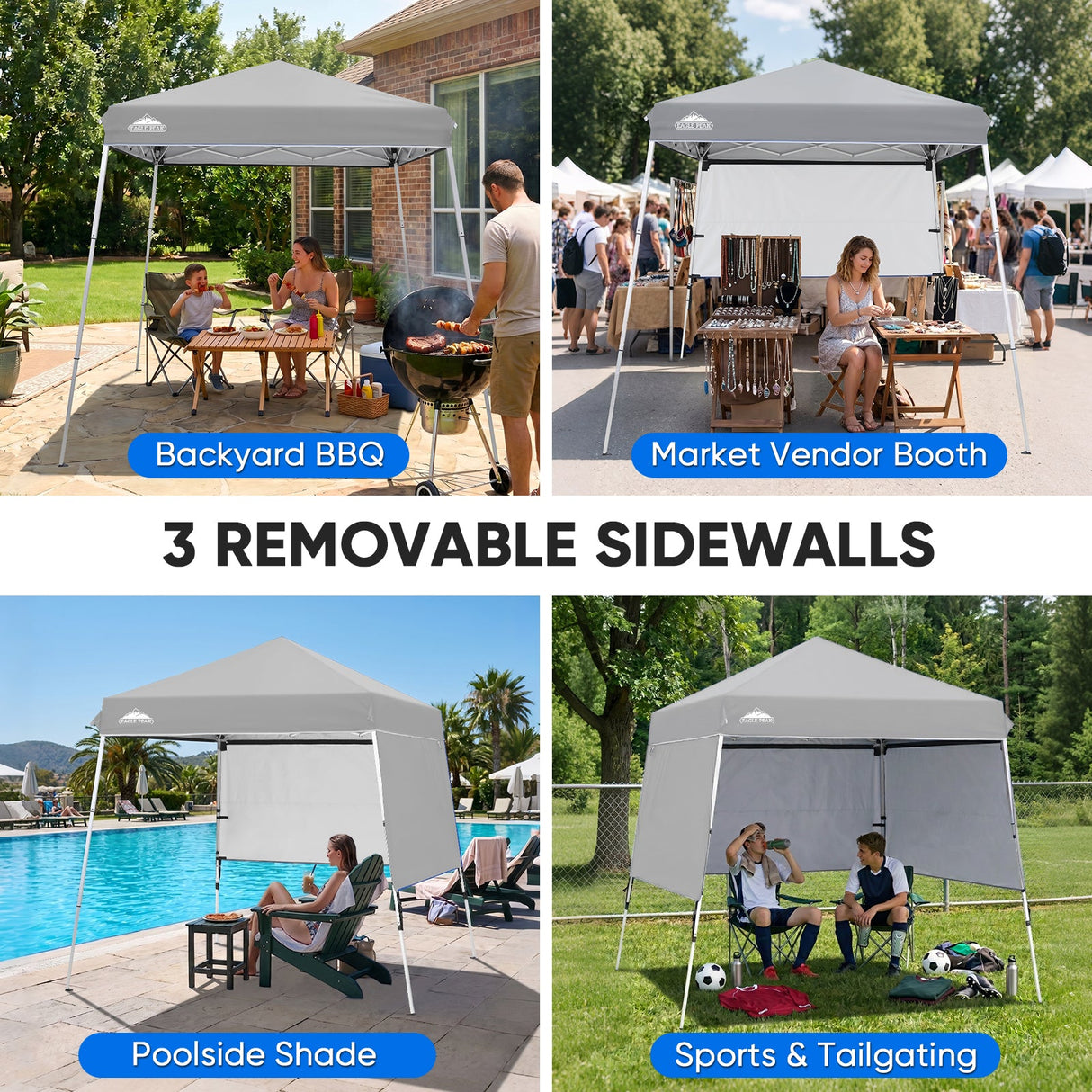Day Tripper 8x8 Aluminum Super-Lightweight Slant Leg Pop Up Canopy with 3 Removable Walls - Eagle Peak®