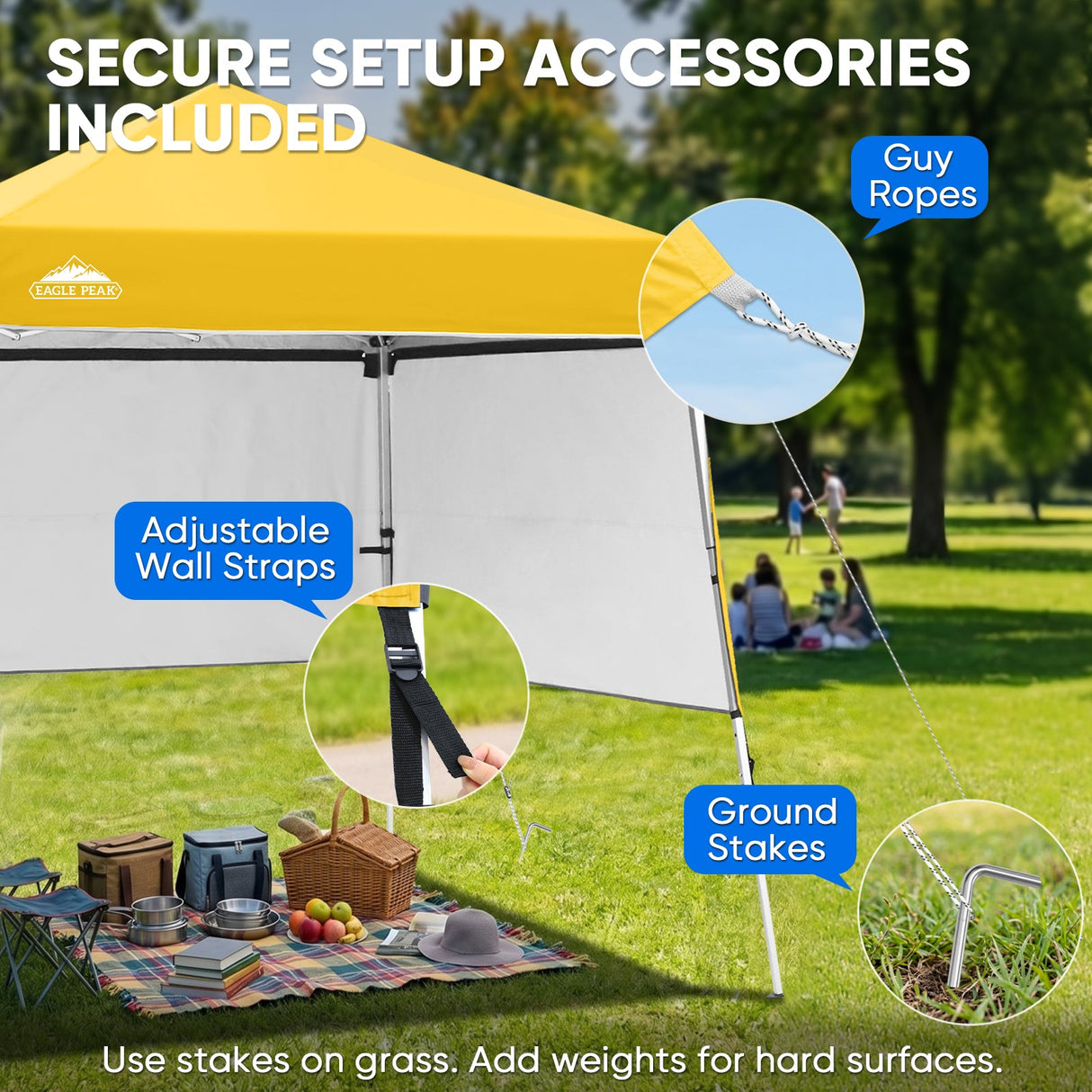 Day Tripper 8x8 Aluminum Super-Lightweight Slant Leg Pop Up Canopy with 3 Removable Walls - Eagle Peak®