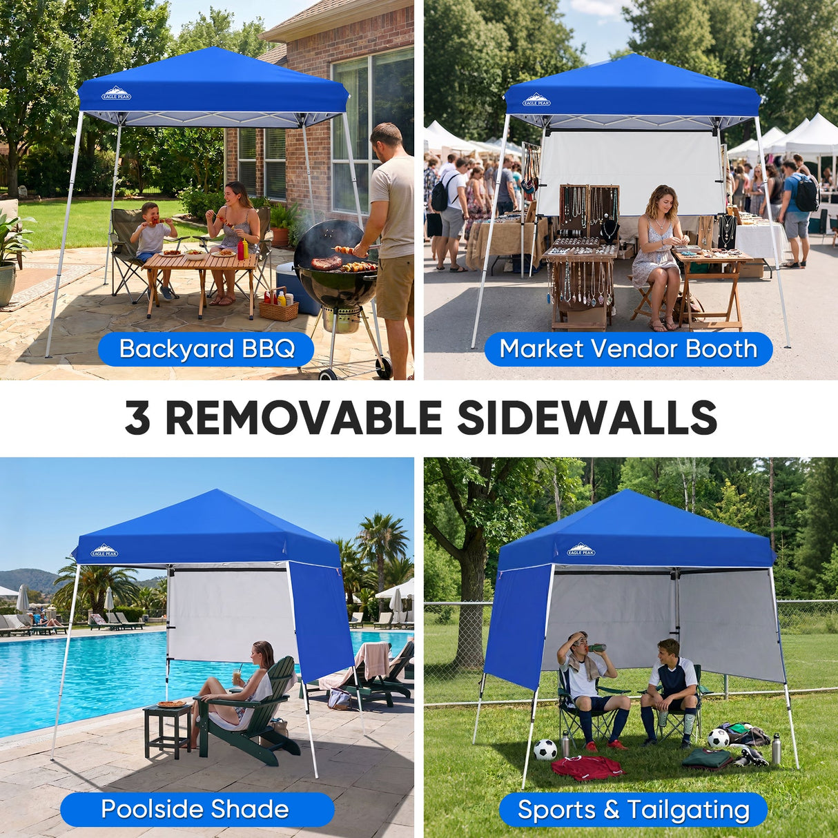 Day Tripper 8x8 Aluminum Super-Lightweight Slant Leg Pop Up Canopy with 3 Removable Walls - Eagle Peak®