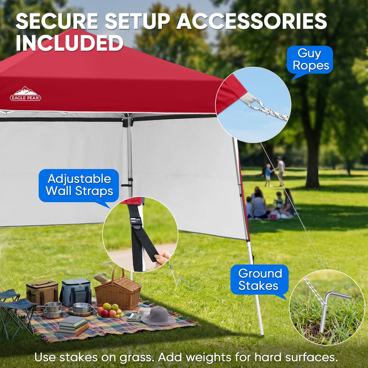 Day Tripper 8x8 Aluminum Super-Lightweight Slant Leg Pop Up Canopy with 3 Removable Walls - Eagle Peak®