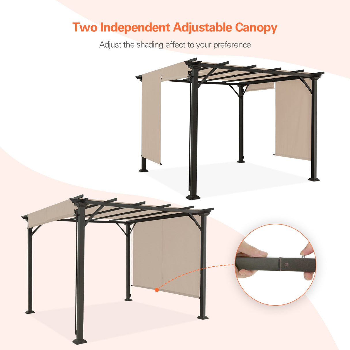 Eagle Peak 10Ftx10Ft Metal Pergola with Polyester Top - Eagle Peak Canopy and Outdoor Products