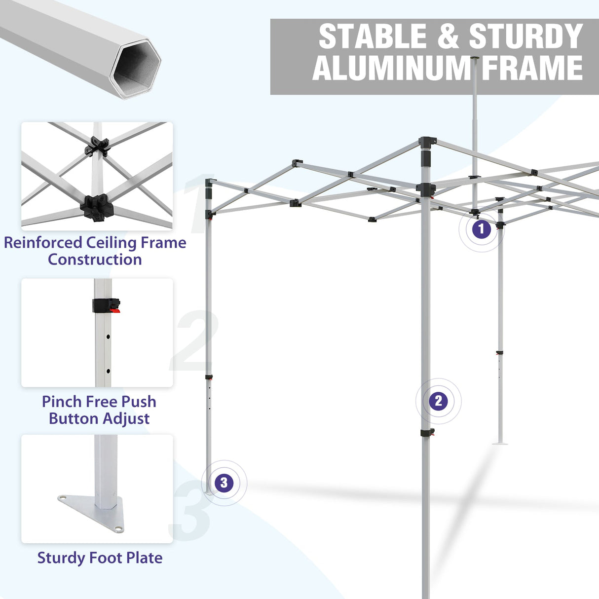 EAGLE PEAK 10x10 ALX4010 40mm Aluminum Hex Leg Custom Commercial Canopy - Eagle Peak Canopy and Outdoor Products