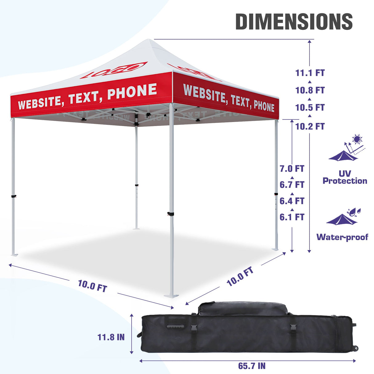 EAGLE PEAK 10x10 ALX4010 40mm Aluminum Hex Leg Custom Commercial Canopy - Eagle Peak Canopy and Outdoor Products