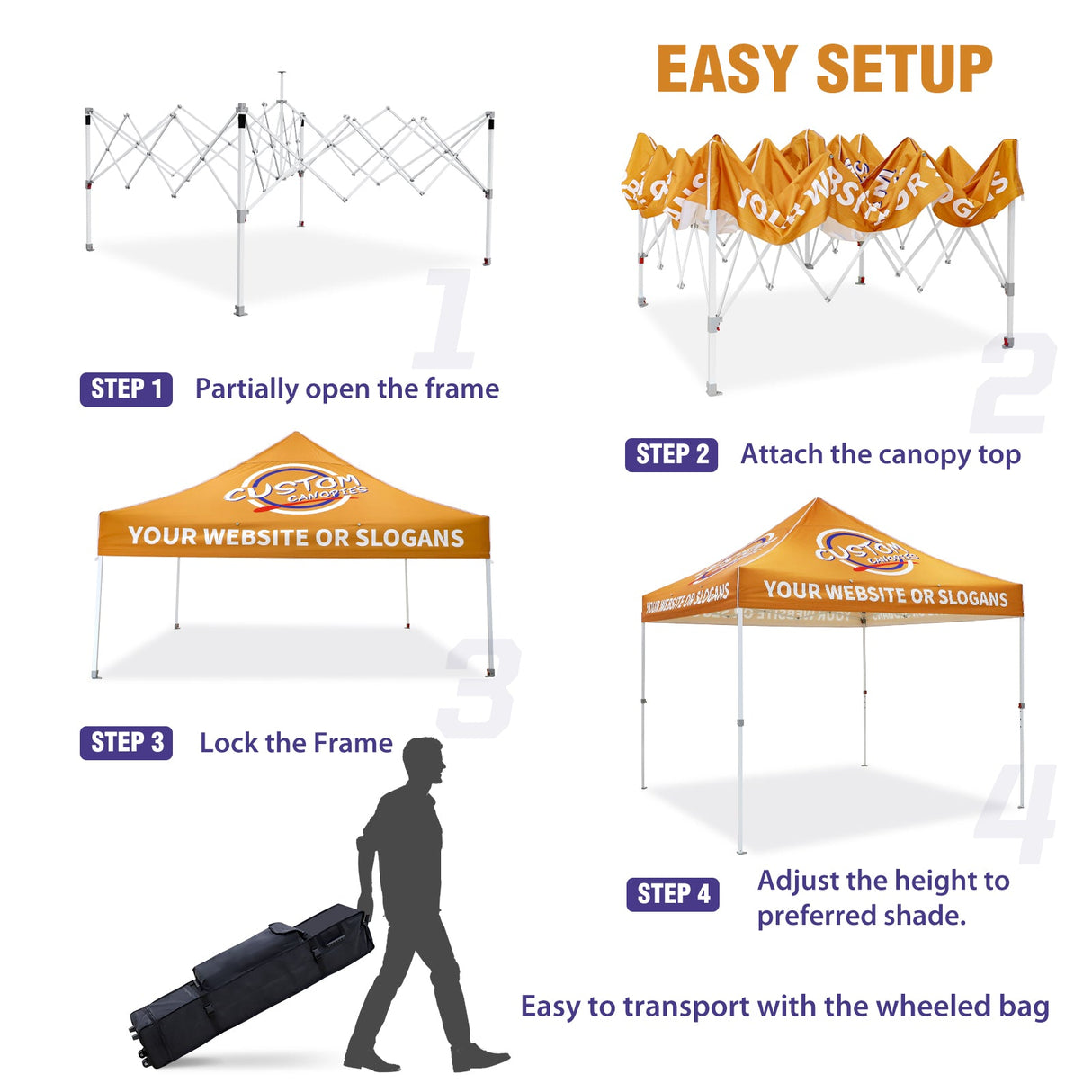 EAGLE PEAK 10x10 CP100 Steel Square Leg Heavy Duty Commercial Custom Canopy - CLICK TO CONFIGURE - Package Prices Start at $569.99 - Eagle Peak Canopy and Outdoor Products