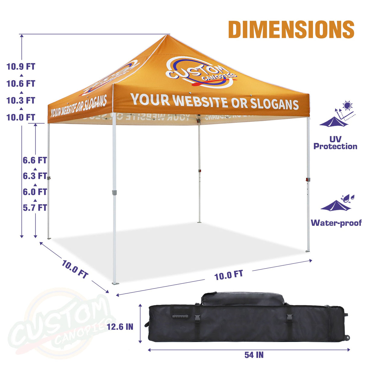 EAGLE PEAK 10x10 CP100 Steel Square Leg Heavy Duty Commercial Custom Canopy - CLICK TO CONFIGURE - Package Prices Start at $569.99 - Eagle Peak Canopy and Outdoor Products