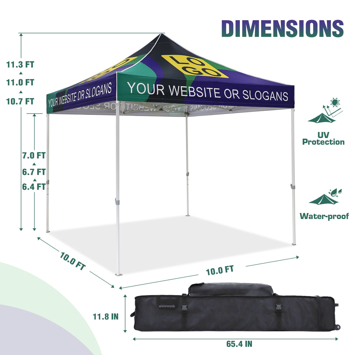 EAGLE PEAK 10x10 HD100V2 Steel Hex Leg Heavy Duty Custom Commercial Canopy - CLICK TO CONFIGURE - Package Prices Start at $599.99 - Eagle Peak Canopy and Outdoor Products