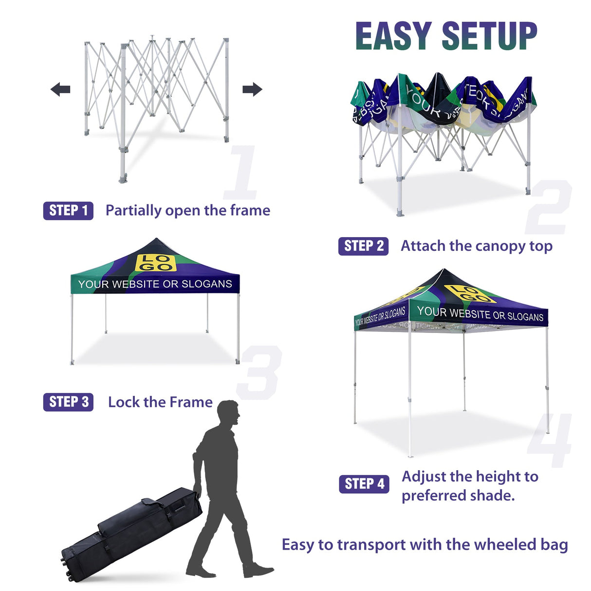 EAGLE PEAK 10x10 HD100V2 Steel Hex Leg Heavy Duty Custom Commercial Canopy - CLICK TO CONFIGURE - Package Prices Start at $599.99 - Eagle Peak Canopy and Outdoor Products