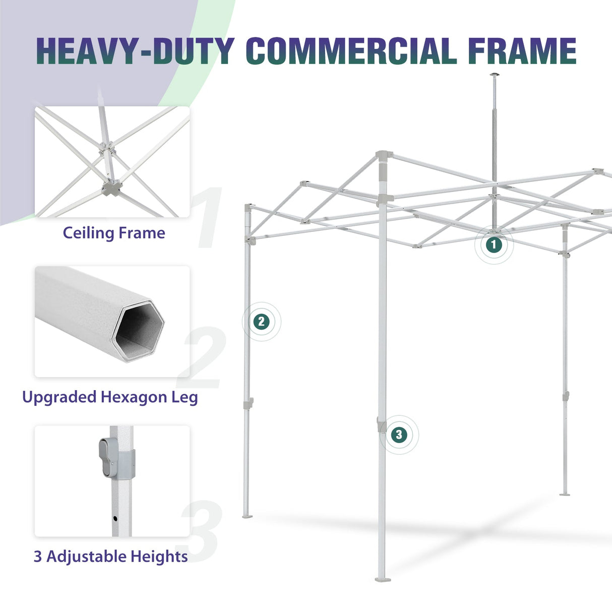 EAGLE PEAK 10x10 HD100V2 Steel Hex Leg Heavy Duty Custom Commercial Canopy - CLICK TO CONFIGURE - Package Prices Start at $599.99 - Eagle Peak Canopy and Outdoor Products