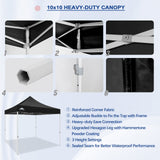 EAGLE PEAK 10x10 Heavy Duty Pop up Commercial Canopy Tent Instant Sun Shelter with Roller Bag, 4 Sandbags, Red / White / Blue / Black - Eagle Peak Canopy and Outdoor Products