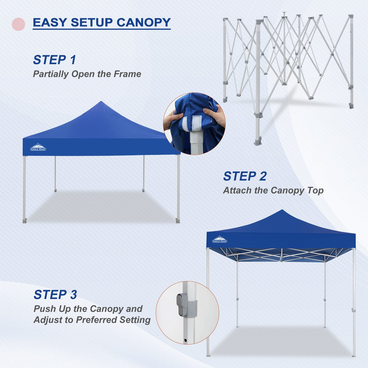 EAGLE PEAK 10x10 Heavy Duty Pop up Commercial Canopy Tent Instant Sun Shelter with Roller Bag, 4 Sandbags, Red / White / Blue / Black - Eagle Peak Canopy and Outdoor Products