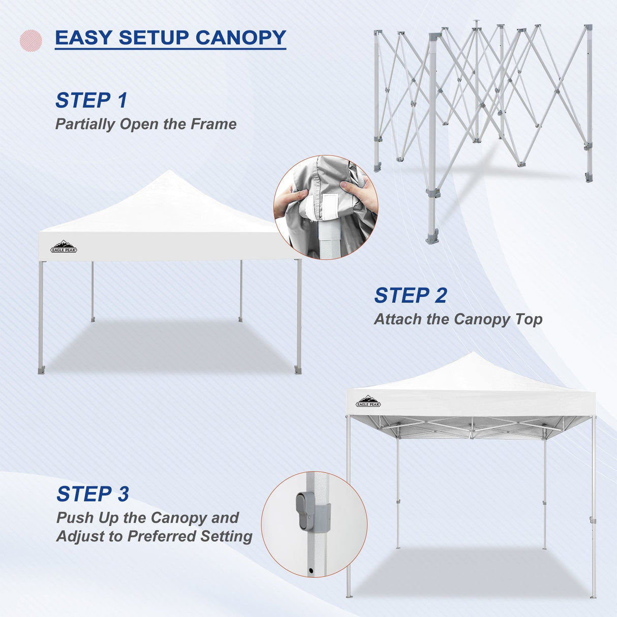 EAGLE PEAK 10x10 Heavy Duty Pop up Commercial Canopy Tent Instant Sun Shelter with Roller Bag, 4 Sandbags, Red / White / Blue / Black - Eagle Peak Canopy and Outdoor Products