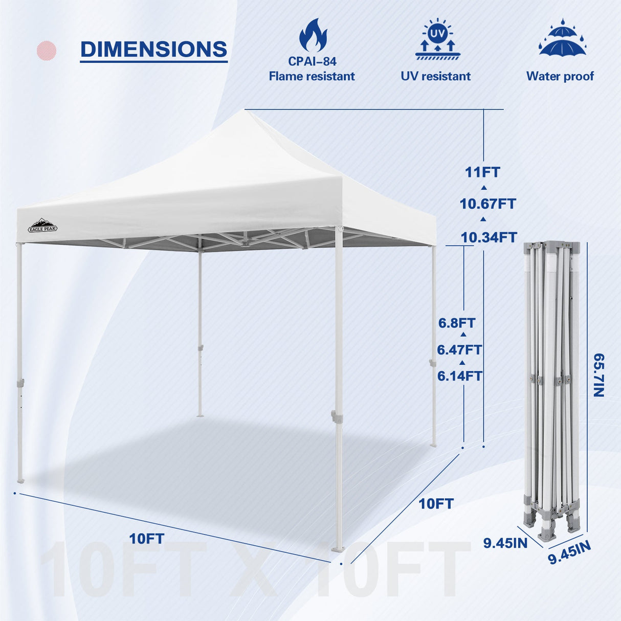 EAGLE PEAK 10x10 Heavy Duty Pop up Commercial Canopy Tent Instant Sun Shelter with Roller Bag, 4 Sandbags, Red / White / Blue / Black - Eagle Peak Canopy and Outdoor Products