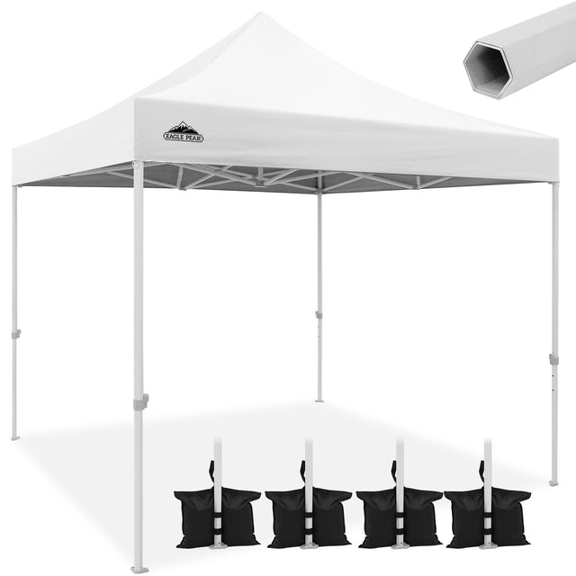 EAGLE PEAK 10x10 Heavy Duty Pop up Commercial Canopy Tent Instant Sun Shelter with Roller Bag, 4 Sandbags, Red / White / Blue / Black - Eagle Peak Canopy and Outdoor Products