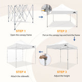 EAGLE PEAK 10x10 Heavy Duty Pop up Commercial Canopy Tent with One Removable Sidewall, Roller Bag, 4 Sandbags, White - Eagle Peak Canopy and Outdoor Products