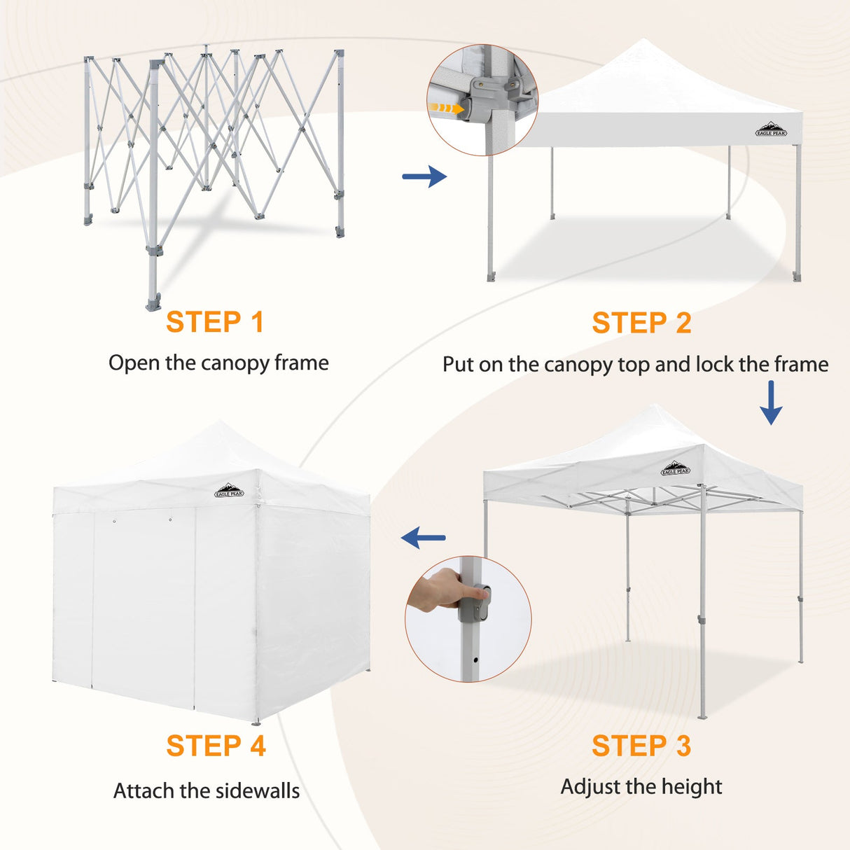 EAGLE PEAK 10x10 Heavy Duty Pop up Commercial Canopy with Removable Sidewalls,4 Sandbags - Eagle Peak Canopy and Outdoor Products