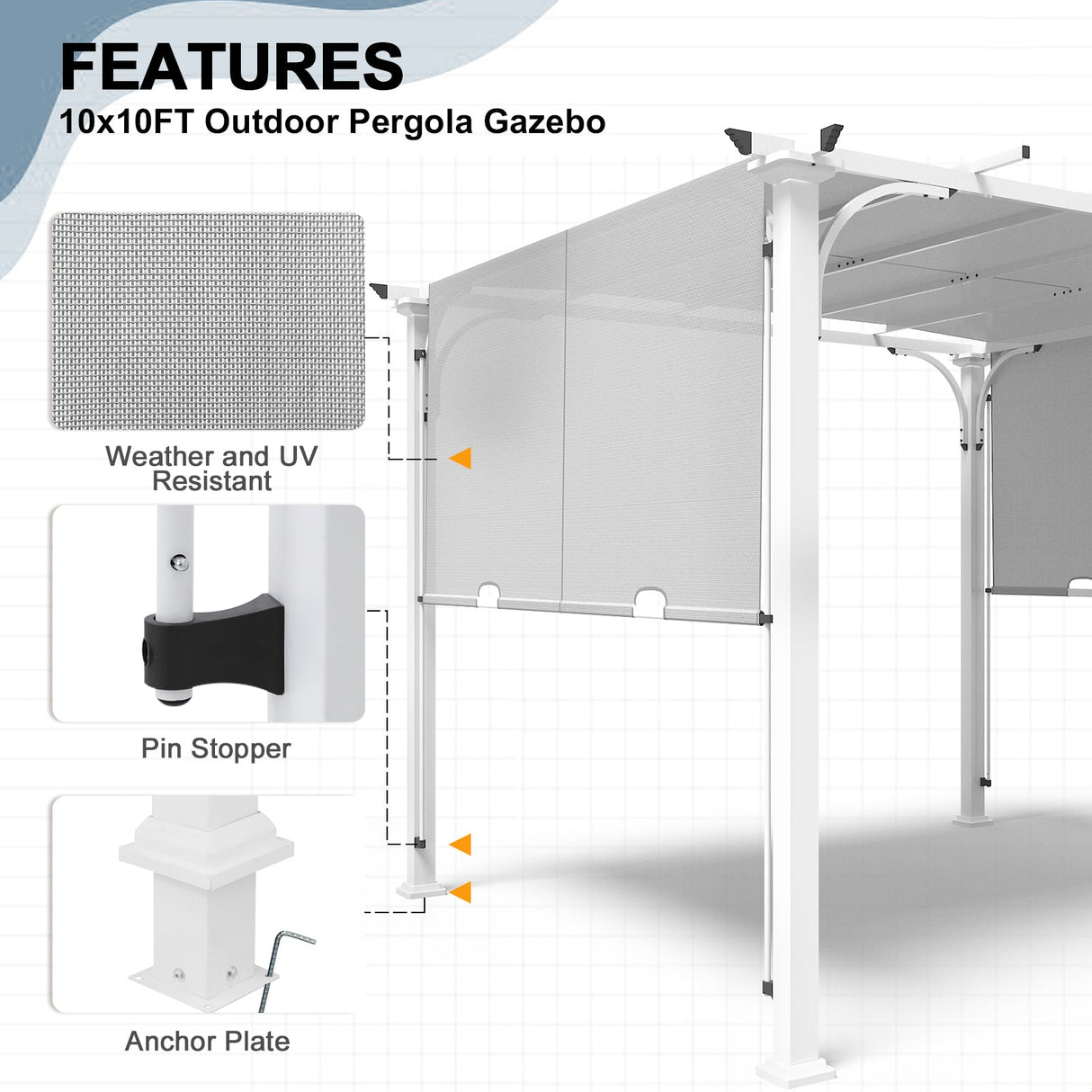 EAGLE PEAK 10x10 Metal Pergola with Textilene Top - Eagle Peak Canopy and Outdoor Products