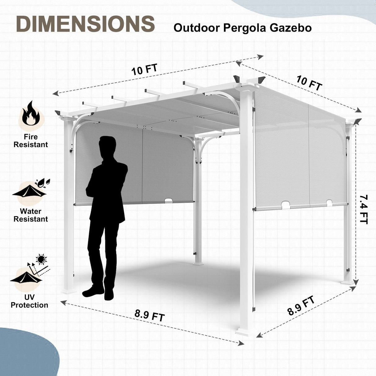 EAGLE PEAK 10x10 Metal Pergola with Textilene Top - Eagle Peak Canopy and Outdoor Products