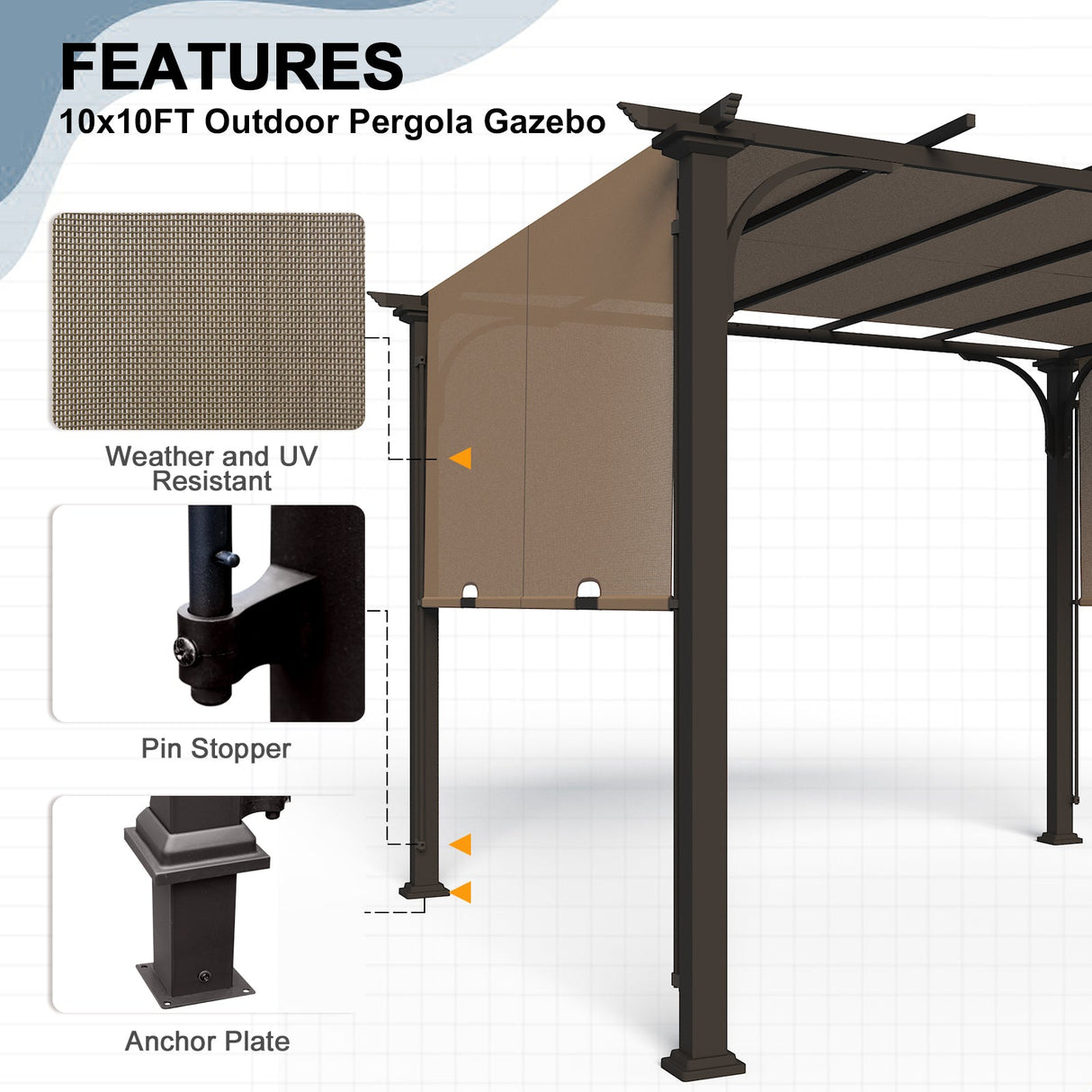 EAGLE PEAK 10x10 Metal Pergola with Textilene Top - Eagle Peak Canopy and Outdoor Products