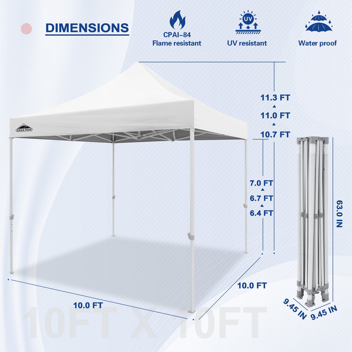 EAGLE PEAK 10x10 New Heavy Duty Pop up Commercial Canopy Tent with Roller Bag and 4 Sandbags - Eagle Peak Canopy and Outdoor Products