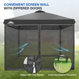 EAGLE PEAK 10x10 Outdoor Easy Pop up Canopy with Netting, Instant Screen Party Tent with Mesh Side Walls, Gray/Beige/American Flag - Eagle Peak Custom Canopy Tent