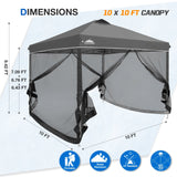 EAGLE PEAK 10x10 Outdoor Easy Pop up Canopy with Netting, Instant Screen Party Tent with Mesh Side Walls, Gray/Beige/American Flag - Eagle Peak Custom Canopy Tent