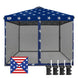 EAGLE PEAK 10x10 Outdoor Easy Pop up Canopy with Netting, Instant Screen Party Tent with Mesh Side Walls, Gray/Beige/American Flag - Eagle Peak Custom Canopy Tent