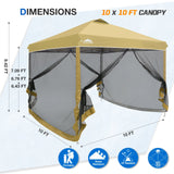 EAGLE PEAK 10x10 Outdoor Easy Pop up Canopy with Netting, Instant Screen Party Tent with Mesh Side Walls, Gray/Beige/American Flag - Eagle Peak Canopy and Outdoor Products