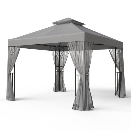 EAGLE PEAK 10x10 Patio Gazebo with Screen Walls and Corner Shelves - Eagle Peak Canopy and Outdoor Products