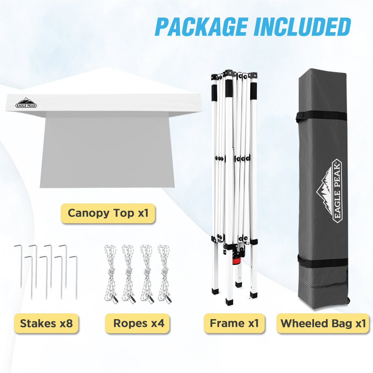 EAGLE PEAK 10x10 Pop Up Canopy Tent with Wall Panel, 10x10 Base 8x8 Top - Eagle Peak Canopy and Outdoor Products