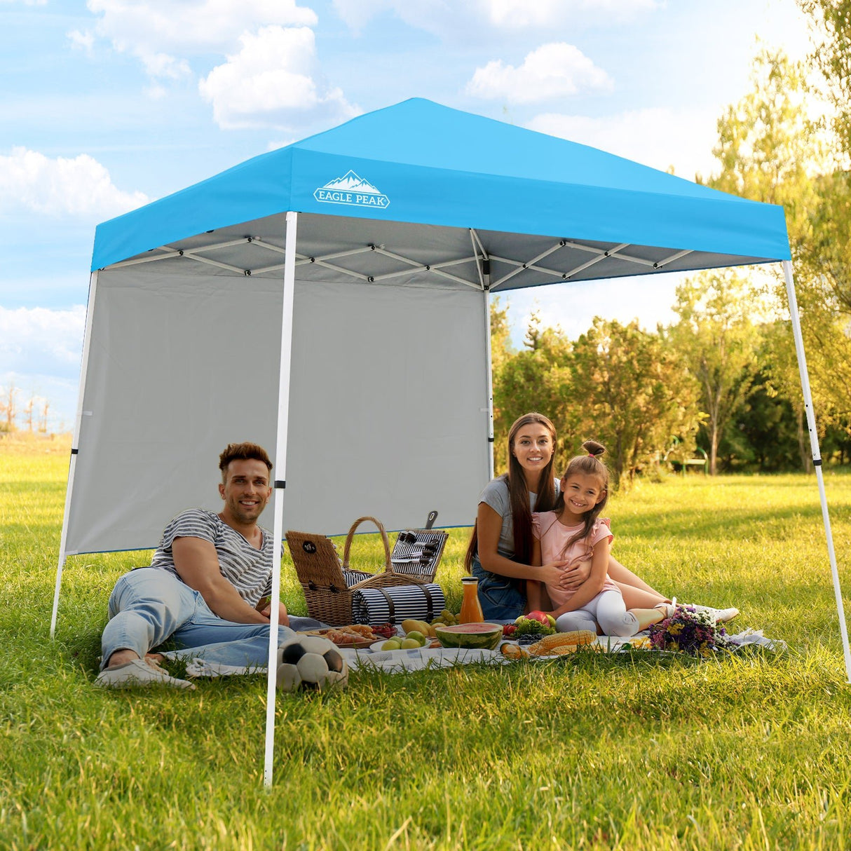 EAGLE PEAK 10x10 Pop Up Canopy Tent with Wall Panel, 10x10 Base 8x8 Top - Eagle Peak Canopy and Outdoor Products