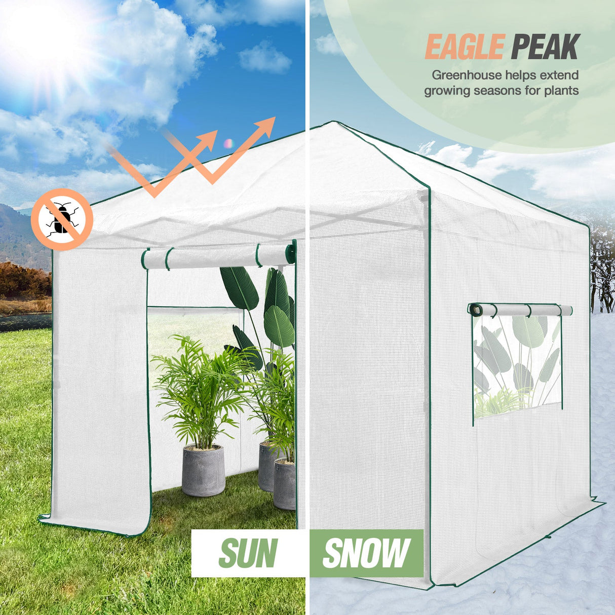 EAGLE PEAK 10x10 Pop - up Walk - in Greenhouse - Eagle Peak Canopy and Outdoor Products