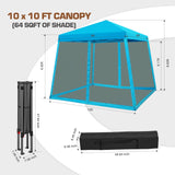 EAGLE PEAK 10x10 Slant Leg Easy Setup Pop Up Canopy Tent with Mosquito Netting 64 sqft of Shade - Eagle Peak Canopy and Outdoor Products