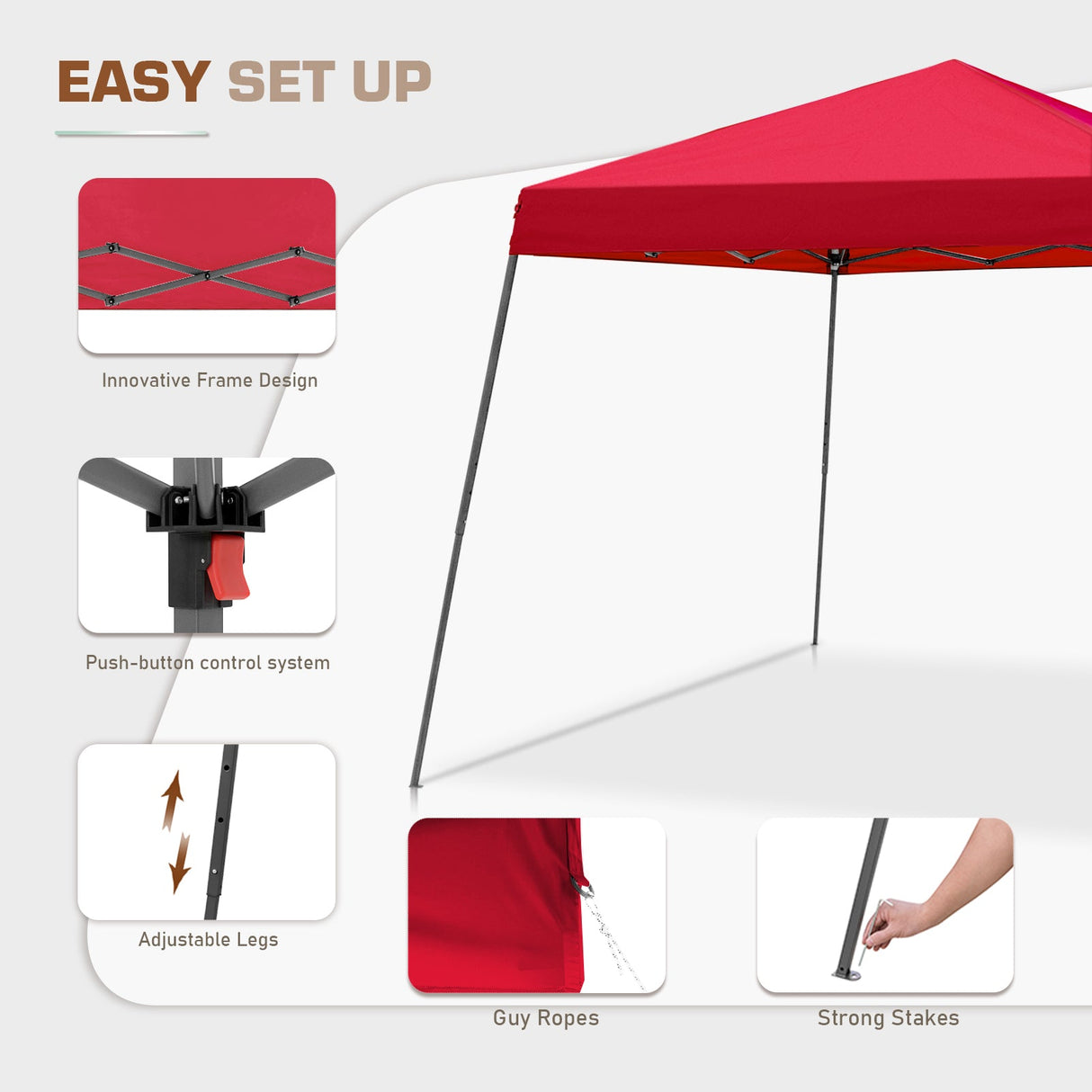 EAGLE PEAK 10x10 Slant Leg Easy Setup Pop Up Canopy Tent with Mosquito Netting 64 sqft of Shade - Eagle Peak Canopy and Outdoor Products