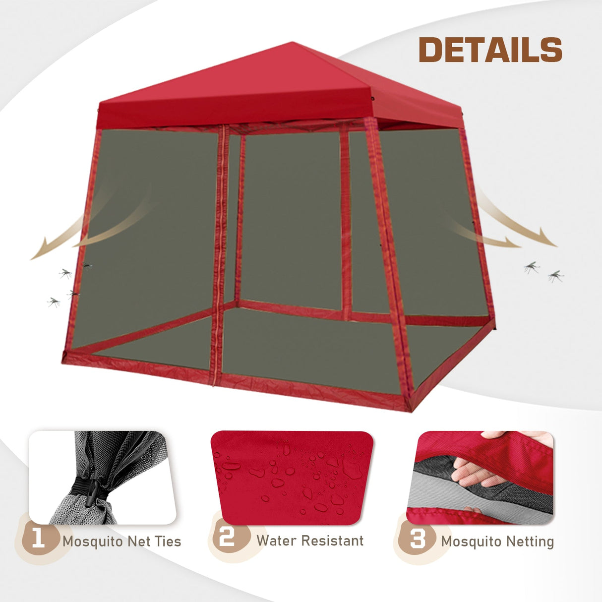 EAGLE PEAK 10x10 Slant Leg Easy Setup Pop Up Canopy Tent with Mosquito Netting 64 sqft of Shade - Eagle Peak Canopy and Outdoor Products