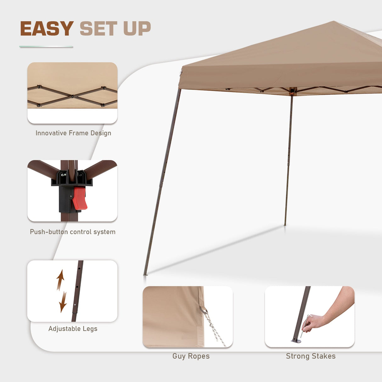 EAGLE PEAK 10x10 Slant Leg Easy Setup Pop Up Canopy Tent with Mosquito Netting 64 sqft of Shade - Eagle Peak Canopy and Outdoor Products