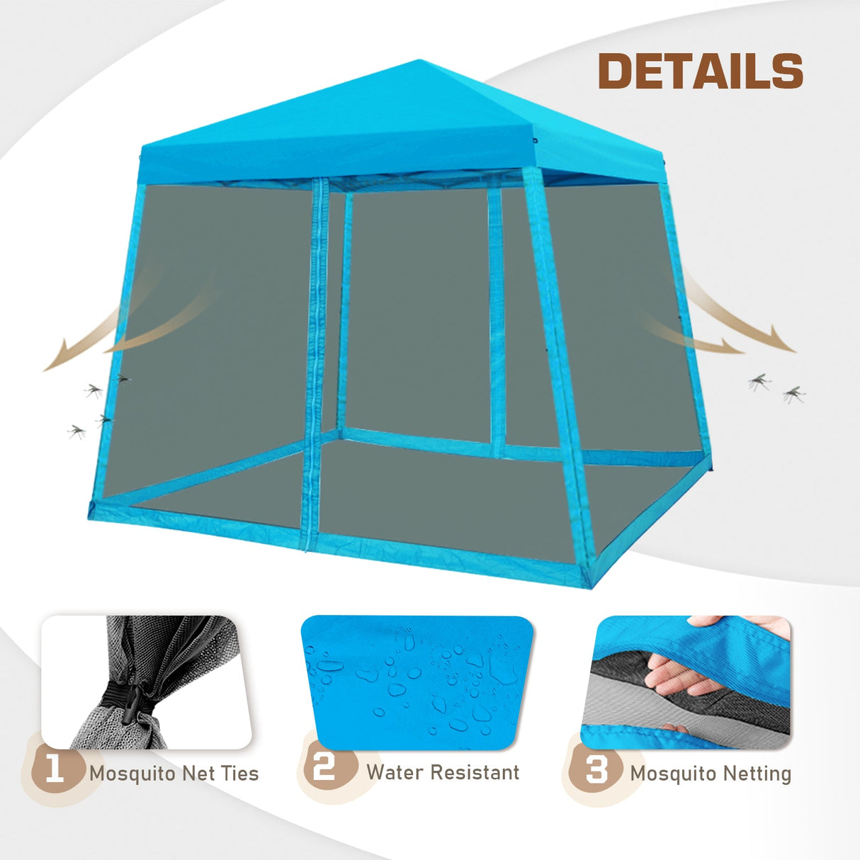 EAGLE PEAK 10x10 Slant Leg Easy Setup Pop Up Canopy Tent with Mosquito Netting 64 sqft of Shade - Eagle Peak Canopy and Outdoor Products