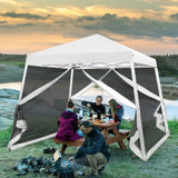 EAGLE PEAK 10x10 Slant Leg Easy Setup Pop Up Canopy Tent with Mosquito Netting 64 sqft of Shade - Eagle Peak Canopy and Outdoor Products