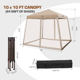 EAGLE PEAK 10x10 Slant Leg Easy Setup Pop Up Canopy Tent with Mosquito Netting 64 sqft of Shade - Eagle Peak Canopy and Outdoor Products