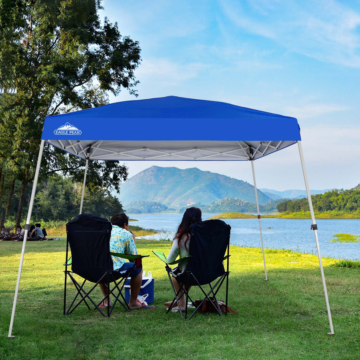 EAGLE PEAK 10x10 Slant Leg Up Canopy 8x8 Top 10x10 Base with Wheeled Carry Bag - Eagle Peak Canopy and Outdoor Products